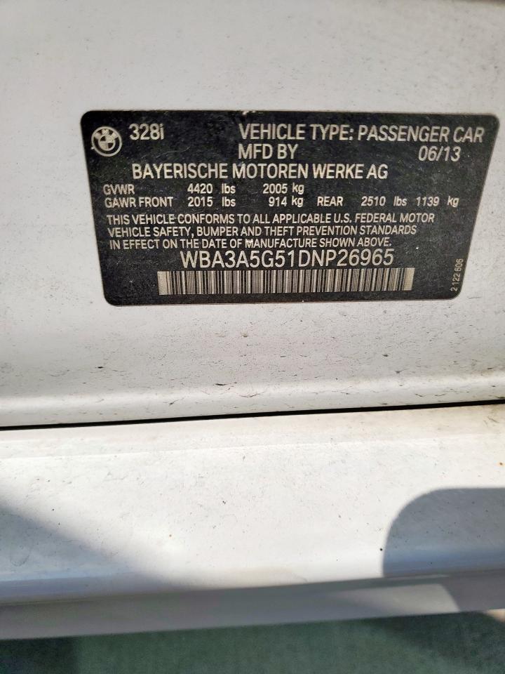 2013 BMW 328 I VIN: WBA3A5G51DNP26965 Lot: 81270935