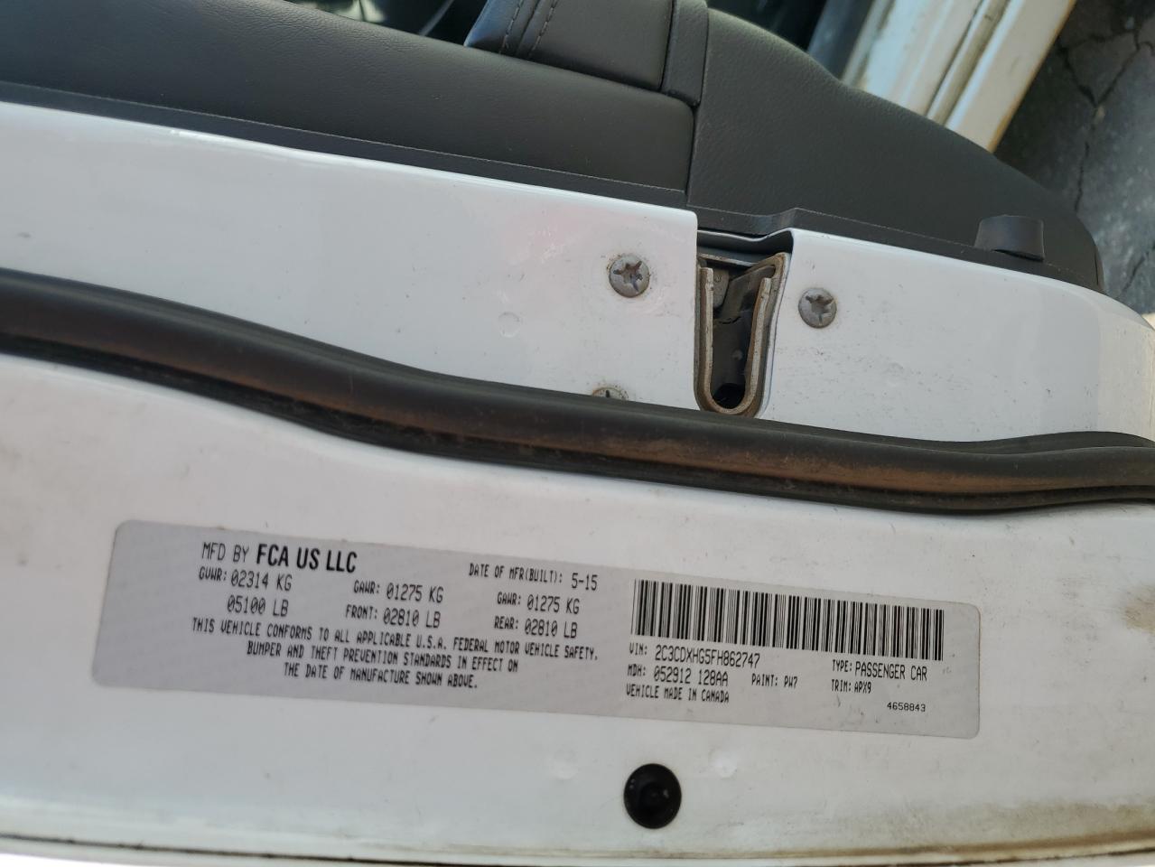 2015 Dodge Charger Sxt VIN: 2C3CDXHG5FH862747 Lot: 81292775