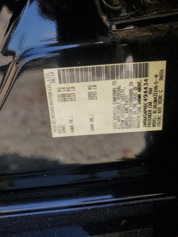 2014 Nissan Maxima S VIN: 1N4AA5AP4EC494434 Lot: 70756415