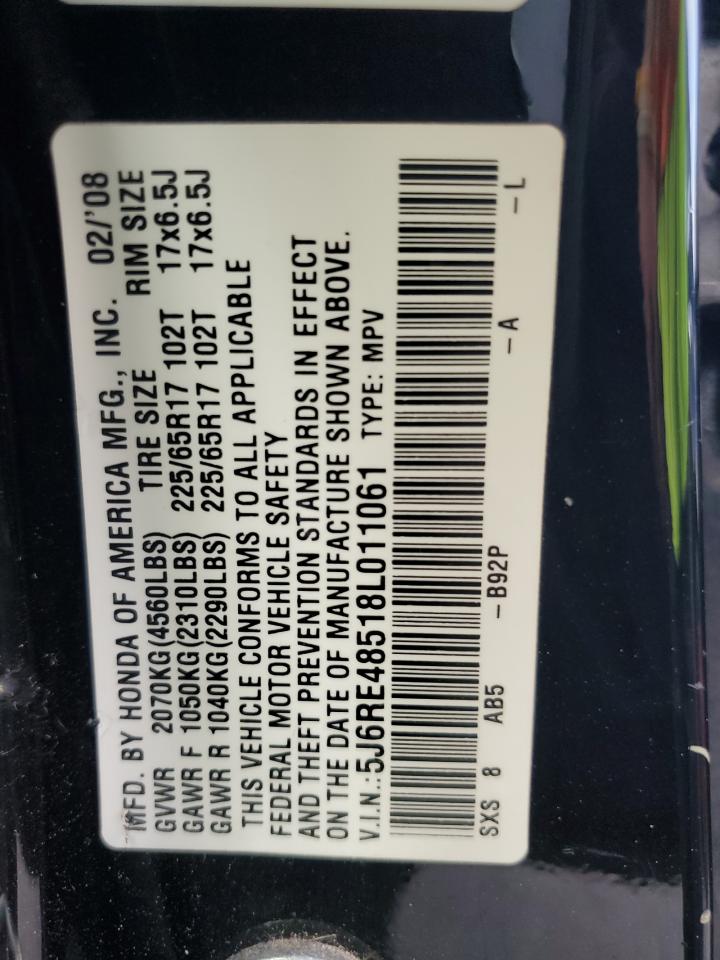 2008 Honda Cr-V Ex VIN: 5J6RE48518L011061 Lot: 80145585