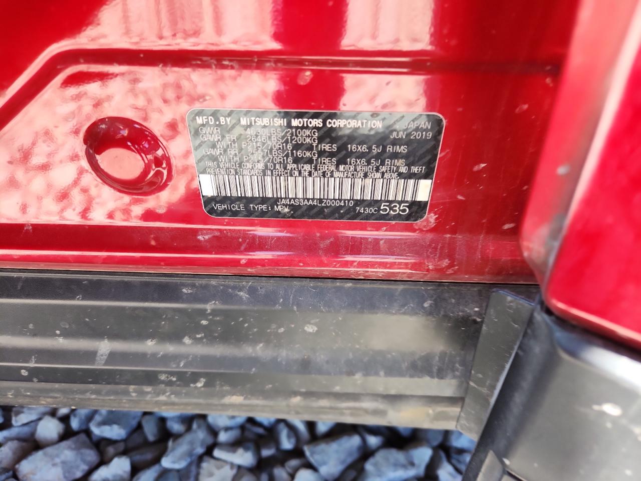 2020 Mitsubishi Eclipse Cross Es VIN: JA4AS3AA4LZ000410 Lot: 71826915