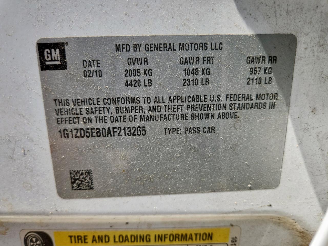 2010 Chevrolet Malibu 2Lt VIN: 1G1ZD5EB0AF213265 Lot: 71605985