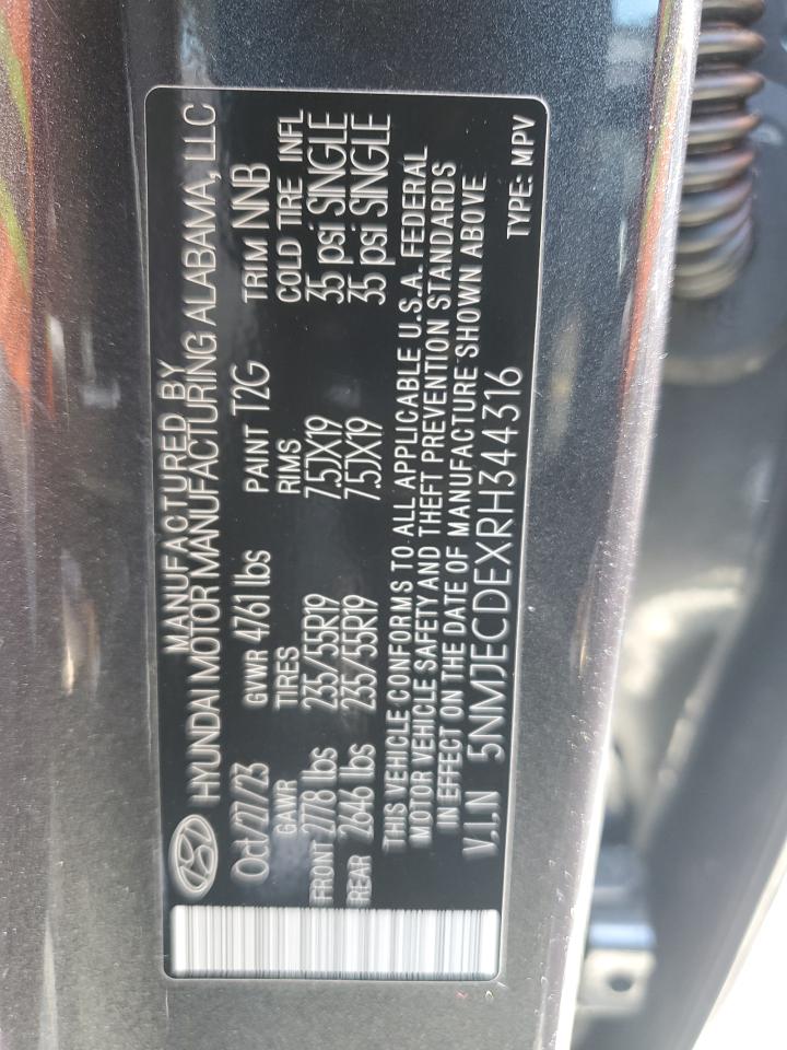 2024 Hyundai Tucson Limited VIN: 5NMJECDEXRH344316 Lot: 80693895
