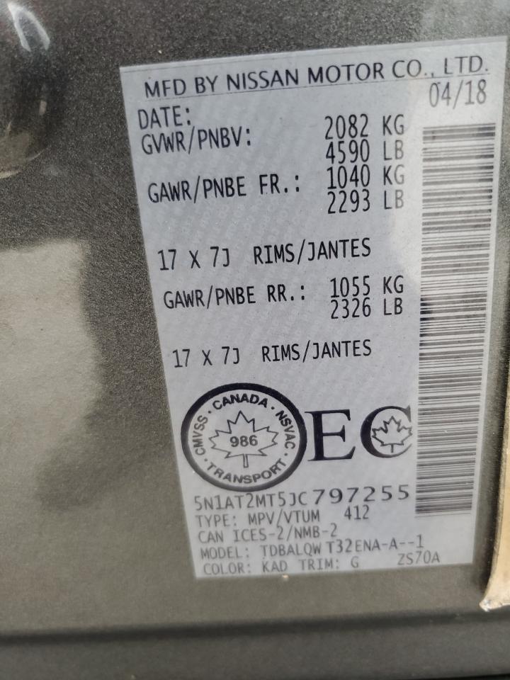 2018 Nissan Rogue S VIN: 5N1AT2MT5JC797255 Lot: 71959195