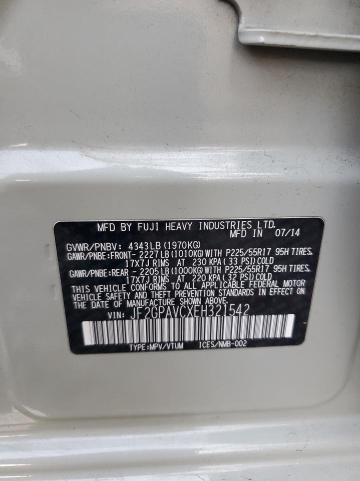 2014 Subaru Xv Crosstrek 2.0 Premium VIN: JF2GPAVCXEH321542 Lot: 71519975