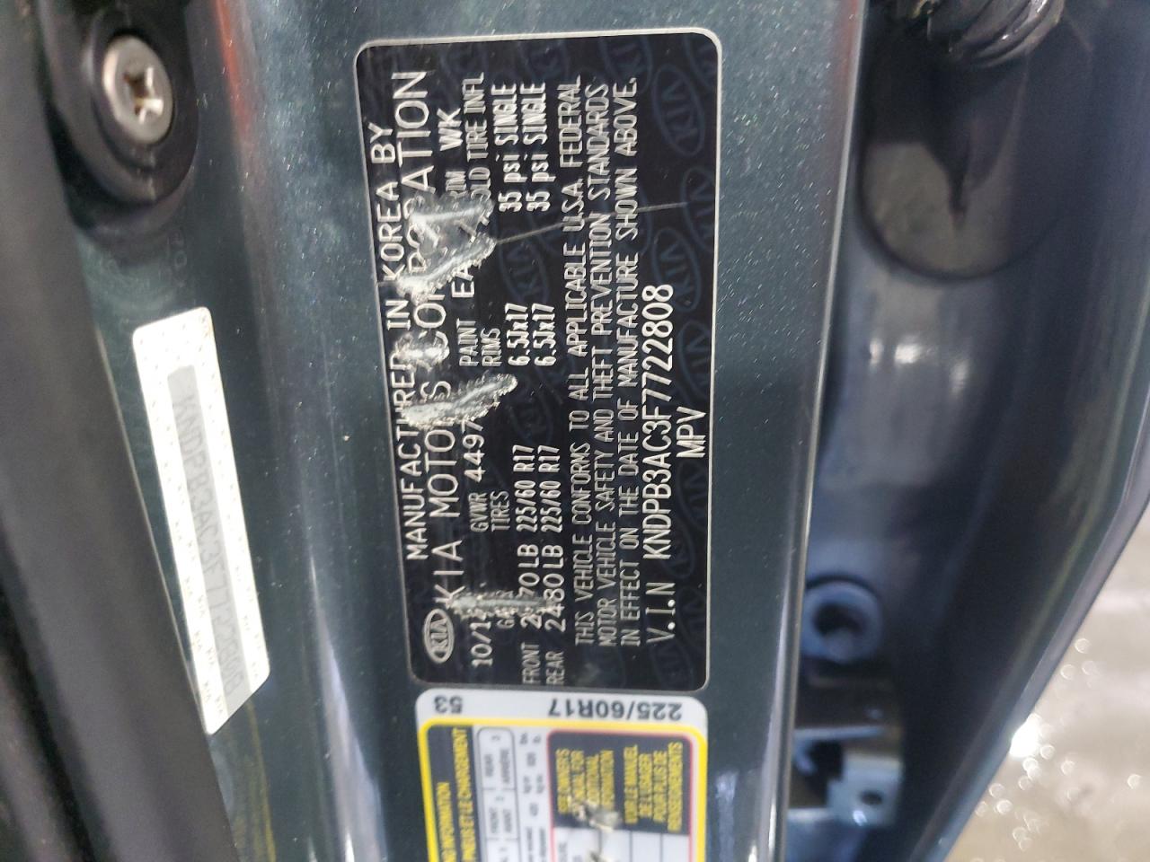 2015 Kia Sportage Lx VIN: KNDPB3AC3F7722808 Lot: 80534695