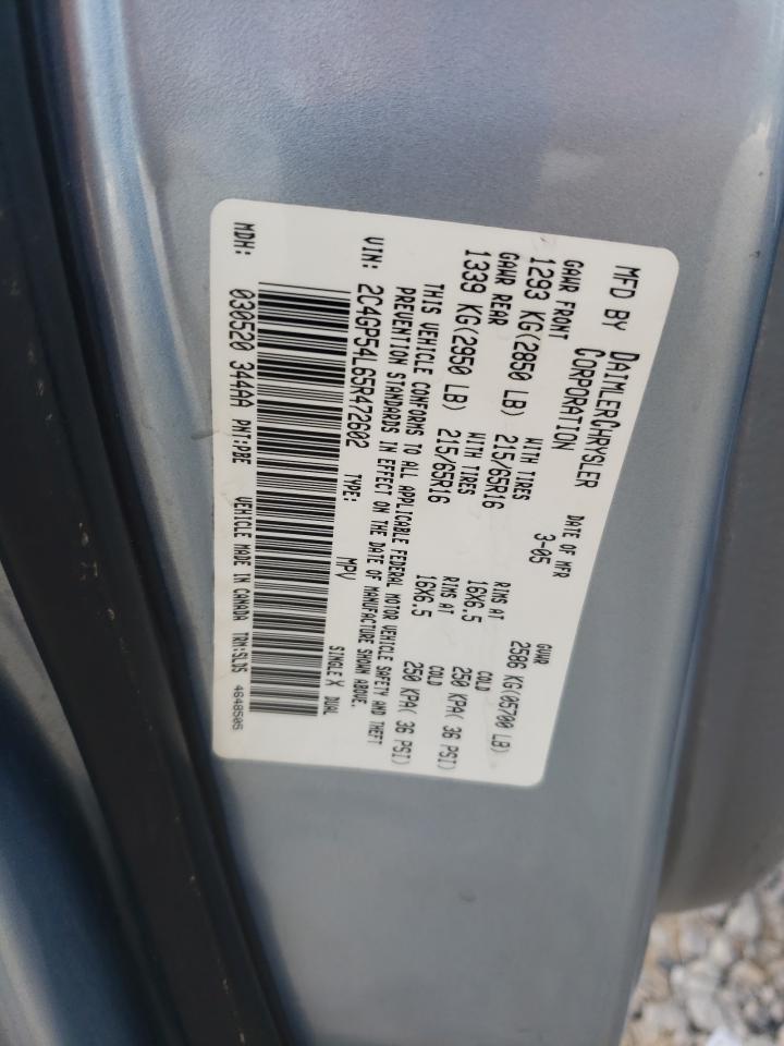 2005 Chrysler Town & Country Touring VIN: 2C4GP54L65R472602 Lot: 82073645