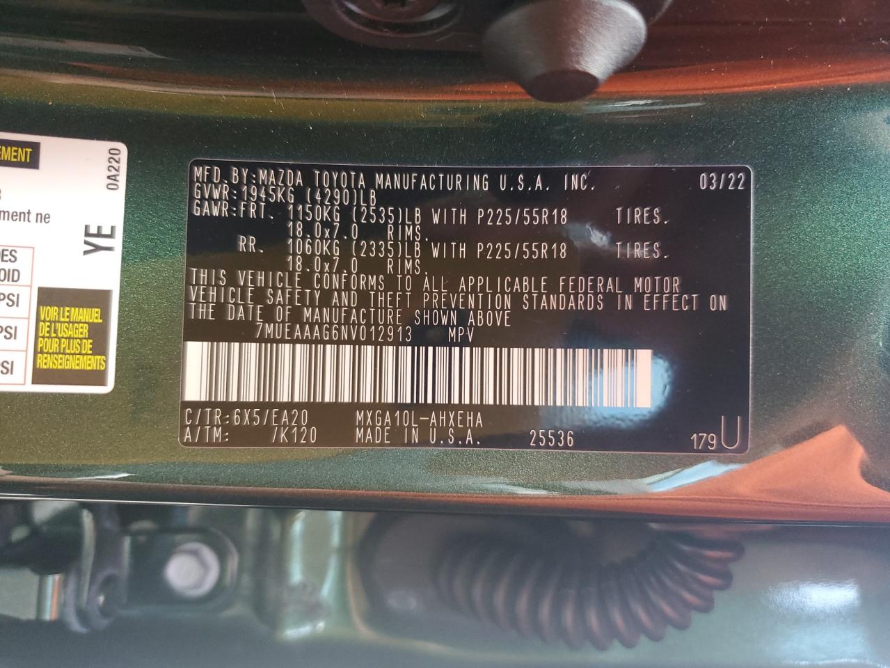 2022 Toyota Corolla Cross Xle VIN: 7MUEAAAG6NV012913 Lot: 71172905