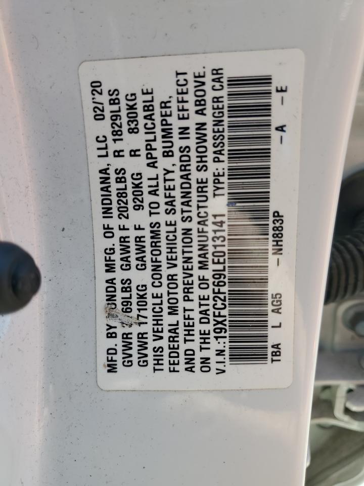 2020 Honda Civic Lx VIN: 19XFC2F69LE013141 Lot: 71868205