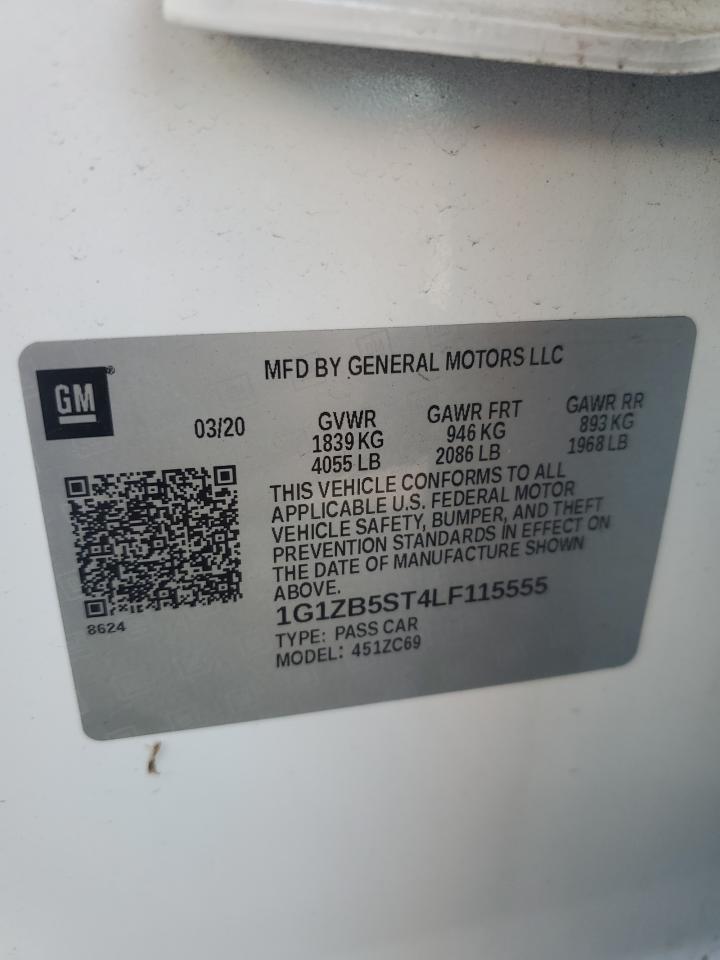 2020 Chevrolet Malibu Ls VIN: 1G1ZB5ST4LF115555 Lot: 81586535
