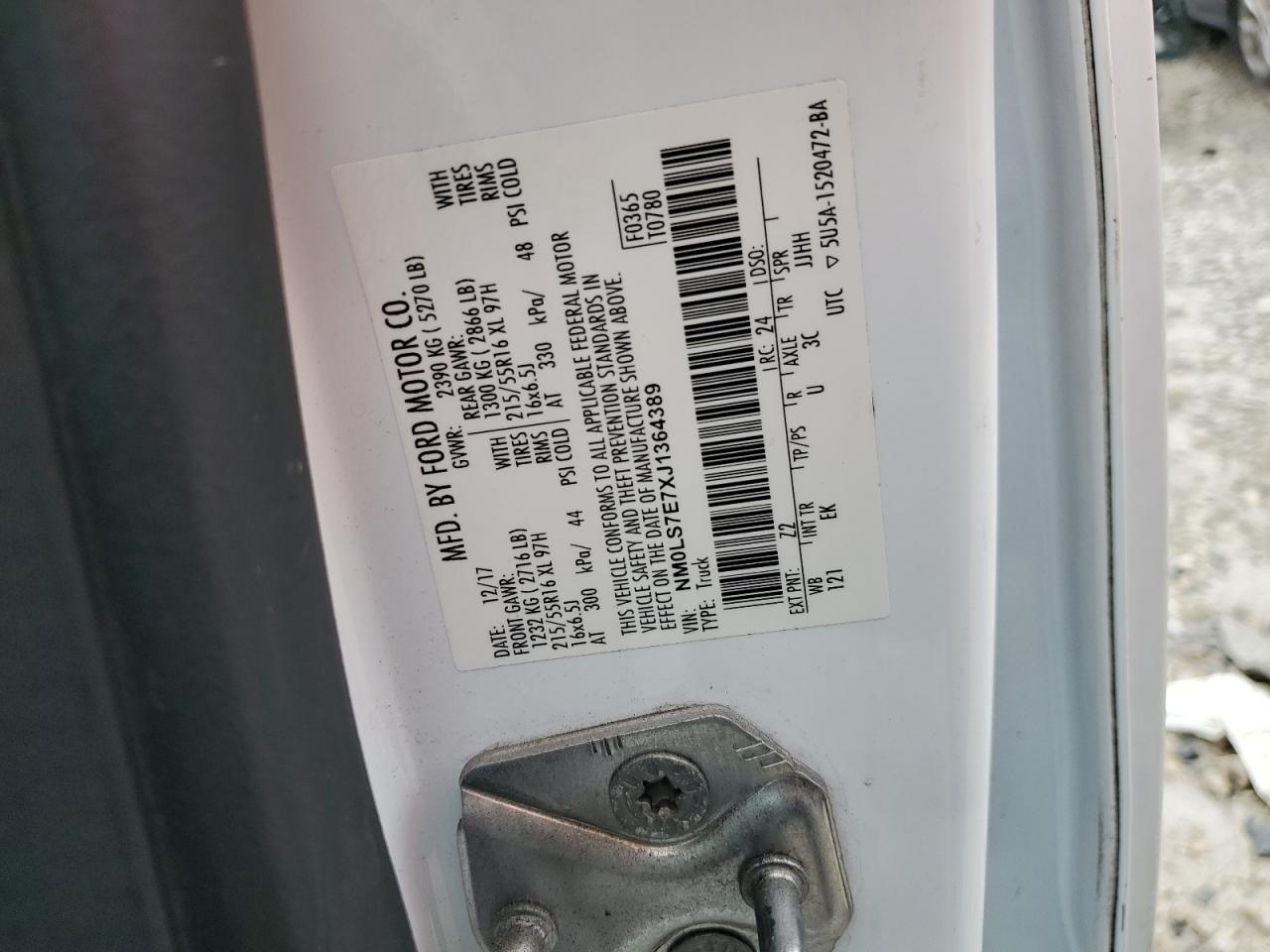 2018 Ford Transit Conne VIN: NM0LS7E7XJ1364389 Lot: 80142925