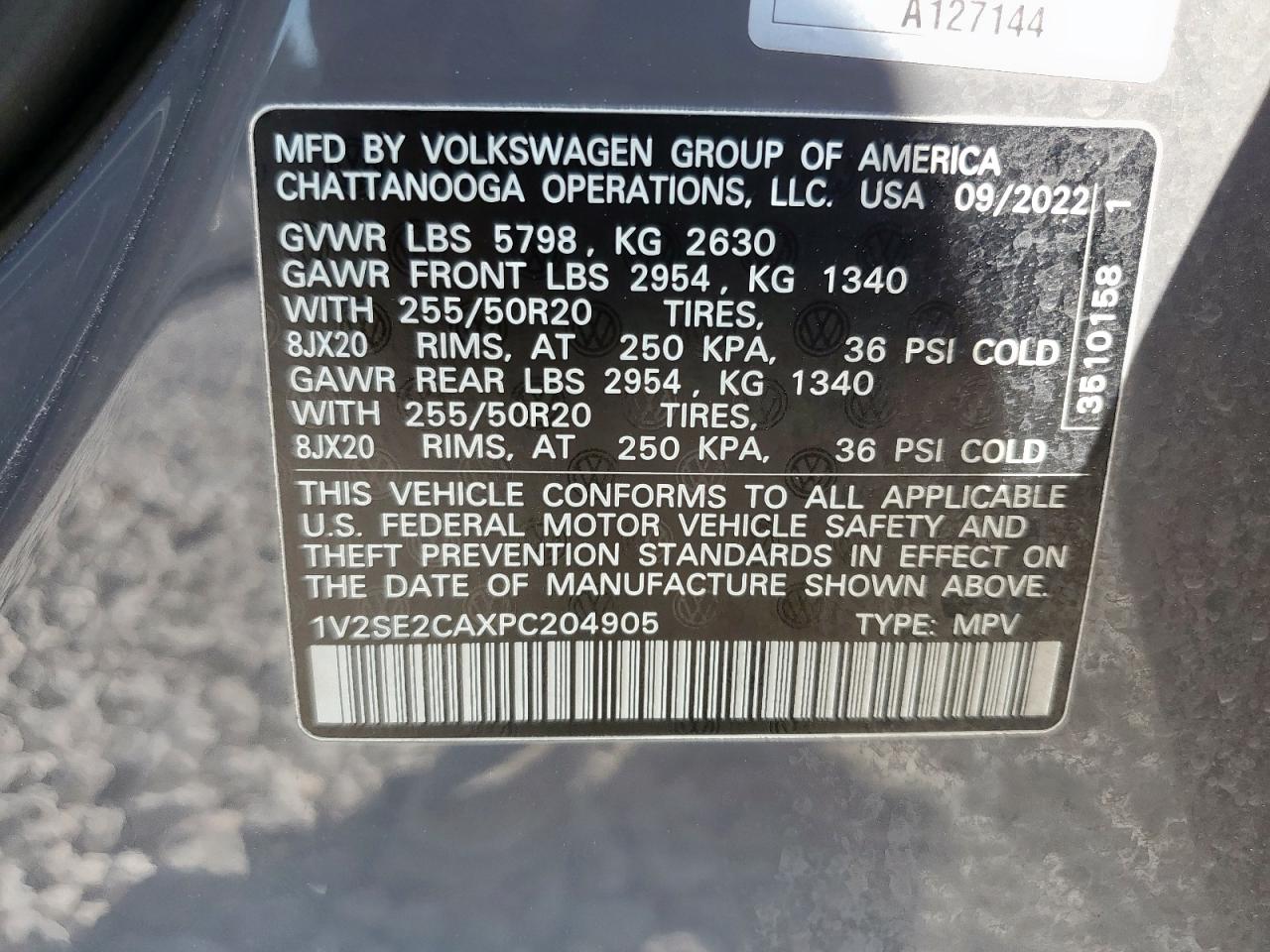 2023 Volkswagen Atlas Cross Sport Sel R-Line VIN: 1V2SE2CAXPC204905 Lot: 84789875