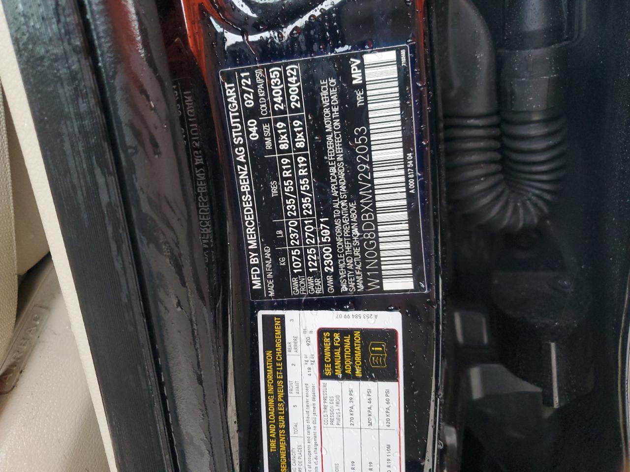 2021 Mercedes-Benz Glc 300 VIN: W1N0G8DBXMV292053 Lot: 80892635