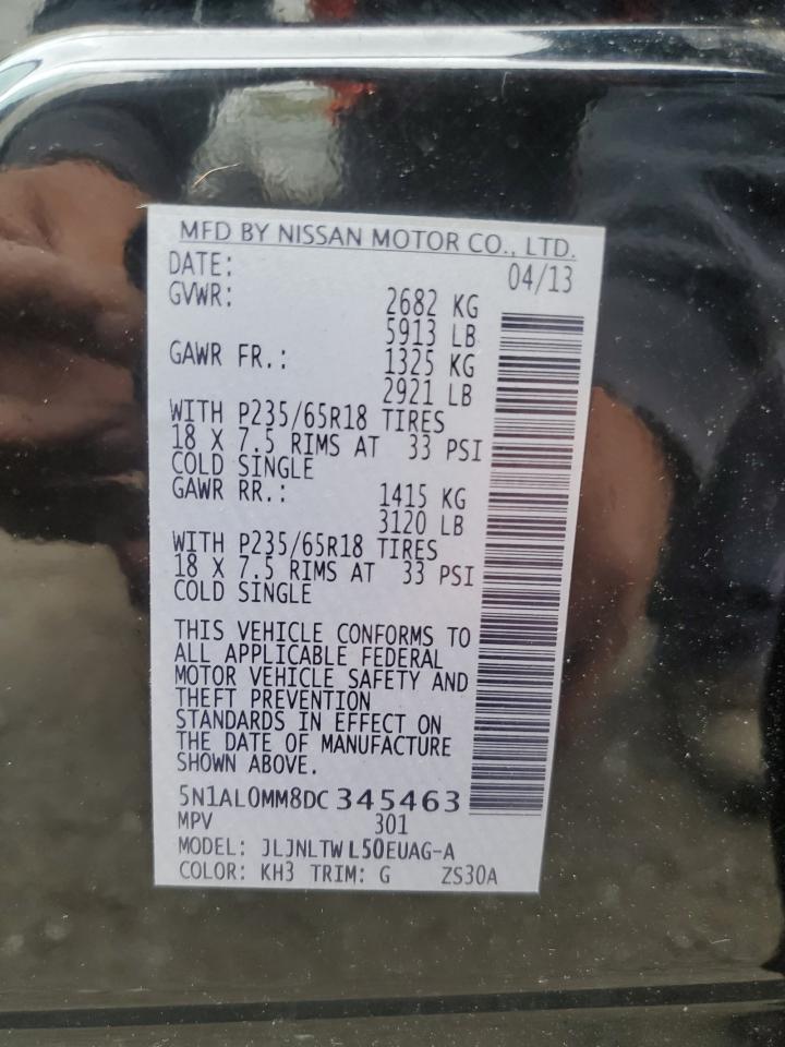 2013 Infiniti Jx35 VIN: 5N1AL0MM8DC345463 Lot: 71784045