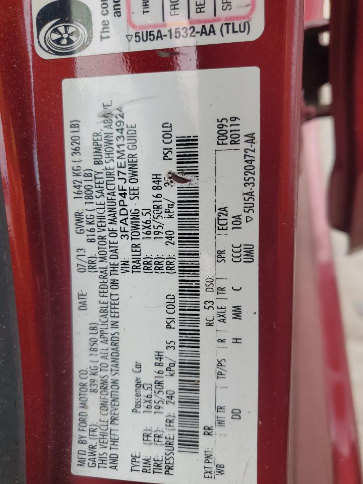 2014 Ford Fiesta Titanium VIN: 3FADP4FJ7EM134924 Lot: 71620505