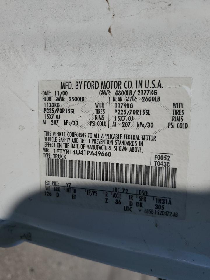 2001 Ford Ranger Super Cab VIN: 1FTYR14U41PA49660 Lot: 80247085