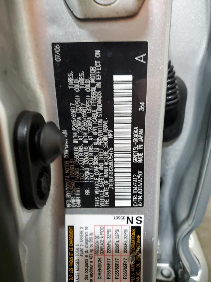 2006 Toyota 4Runner Sr5 VIN: JTEBU14R268075476 Lot: 71441305