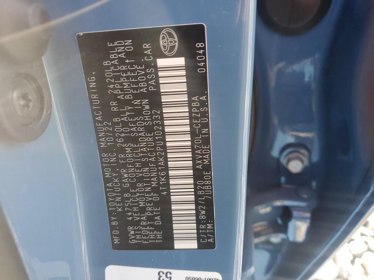 2023 Toyota Camry Xse VIN: 4T1K61AK2PU102332 Lot: 81851895