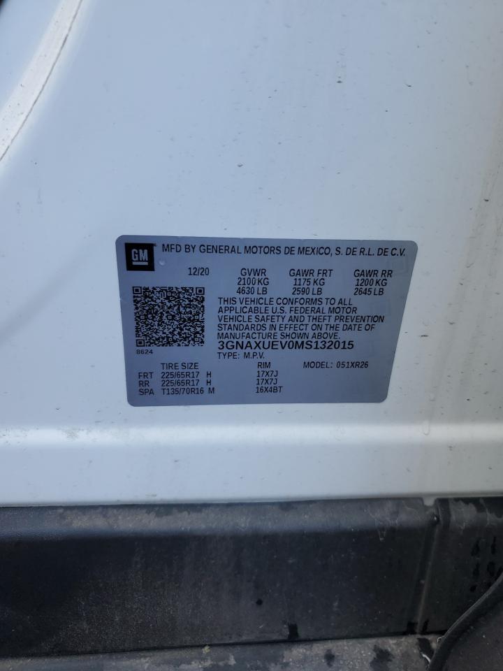 2021 Chevrolet Equinox Lt VIN: 3GNAXUEV0MS132015 Lot: 81601715