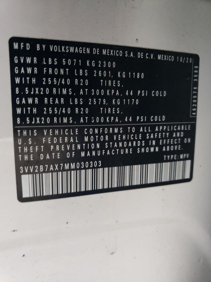 2021 Volkswagen Tiguan Se VIN: 3VV2B7AX7MM030303 Lot: 84023485