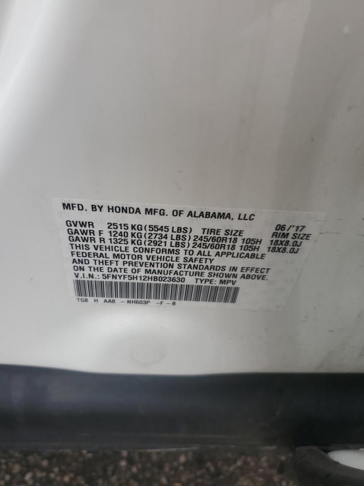 2017 Honda Pilot Lx VIN: 5FNYF5H12HB023630 Lot: 81369765