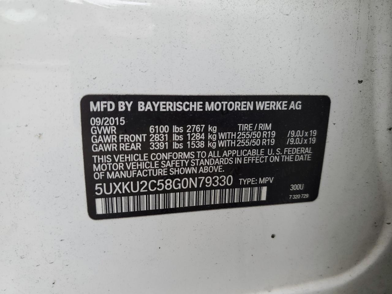 2016 BMW X6 xDrive35I VIN: 5UXKU2C58G0N79330 Lot: 82110115