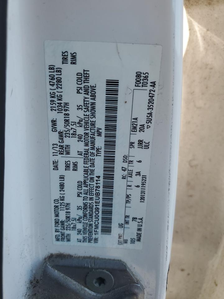 2014 Ford Escape Se VIN: 1FMCU0G91EUB78114 Lot: 80993185