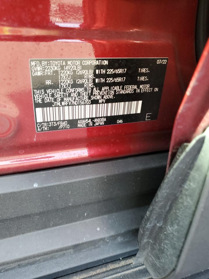 2022 Toyota Rav4 Le VIN: JTMLWRFV7ND156703 Lot: 80335205