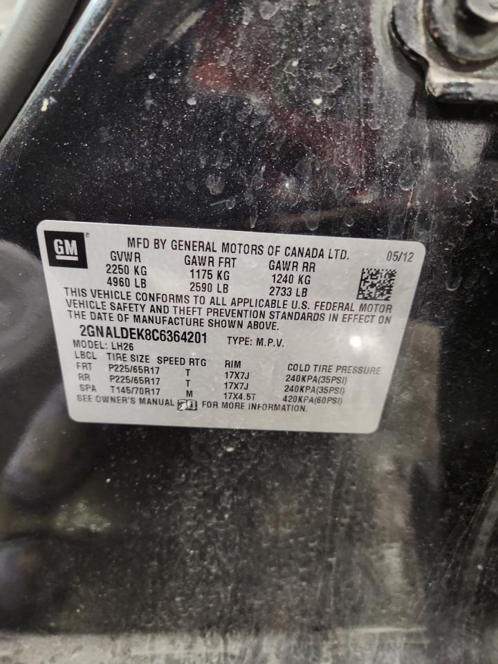 2012 Chevrolet Equinox Lt VIN: 2GNALDEK8C6364201 Lot: 81754705