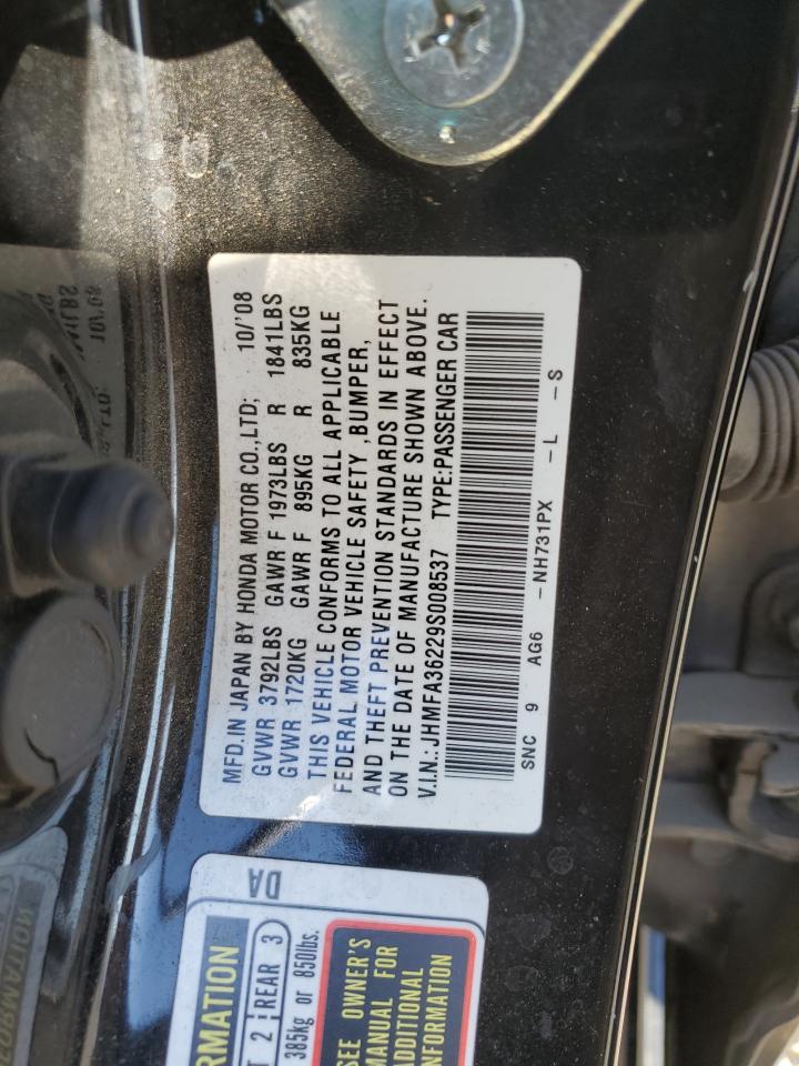 2009 Honda Civic Hybrid VIN: JHMFA36229S008537 Lot: 81083375