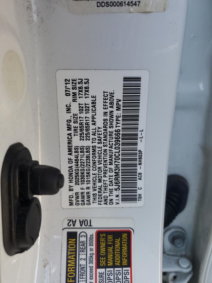 2012 Honda Cr-V Exl VIN: 5J6RM3H70CL039666 Lot: 80557645