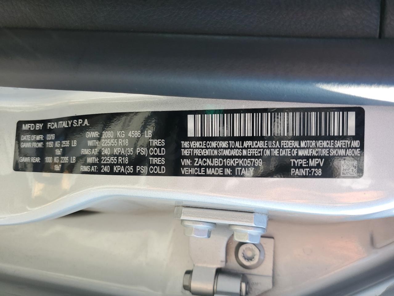 2019 Jeep Renegade Limited VIN: ZACNJBD16KPK05799 Lot: 81591575