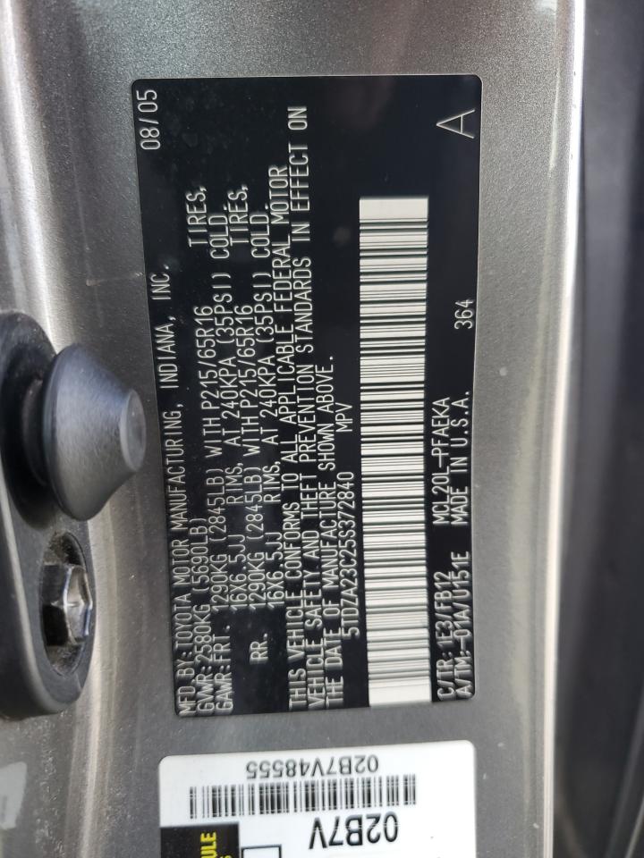 2005 Toyota Sienna Ce VIN: 5TDZA23C25S372840 Lot: 81345275