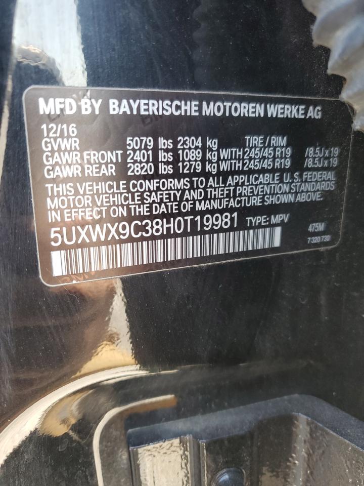 2017 BMW X3 xDrive28I VIN: 5UXWX9C38H0T19981 Lot: 81644655