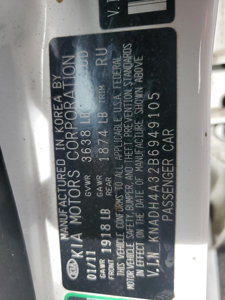 2011 Kia Rio Base VIN: KNADH4A32B6949105 Lot: 80344825