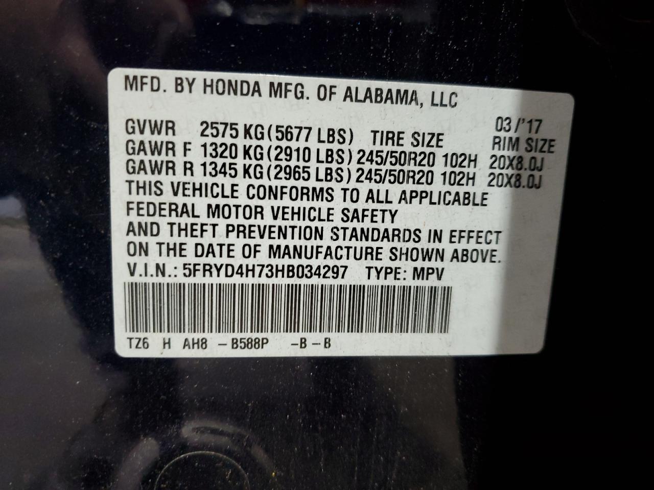 2017 Acura Mdx Technology VIN: 5FRYD4H73HB034297 Lot: 71748895