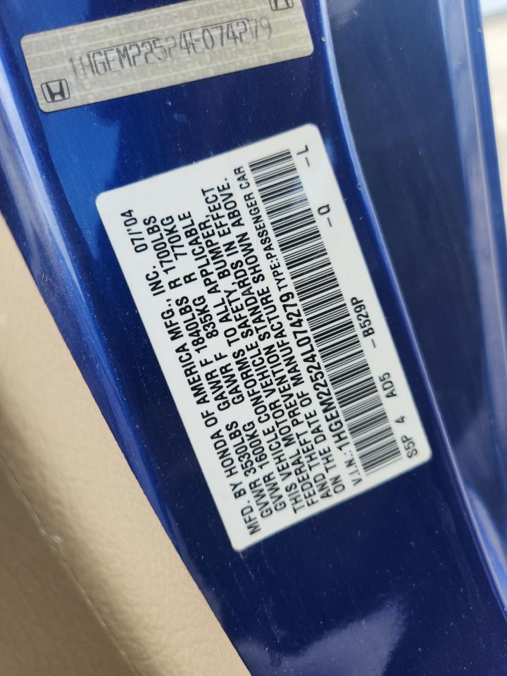 2004 Honda Civic Lx VIN: 1HGEM22524L074279 Lot: 81586185