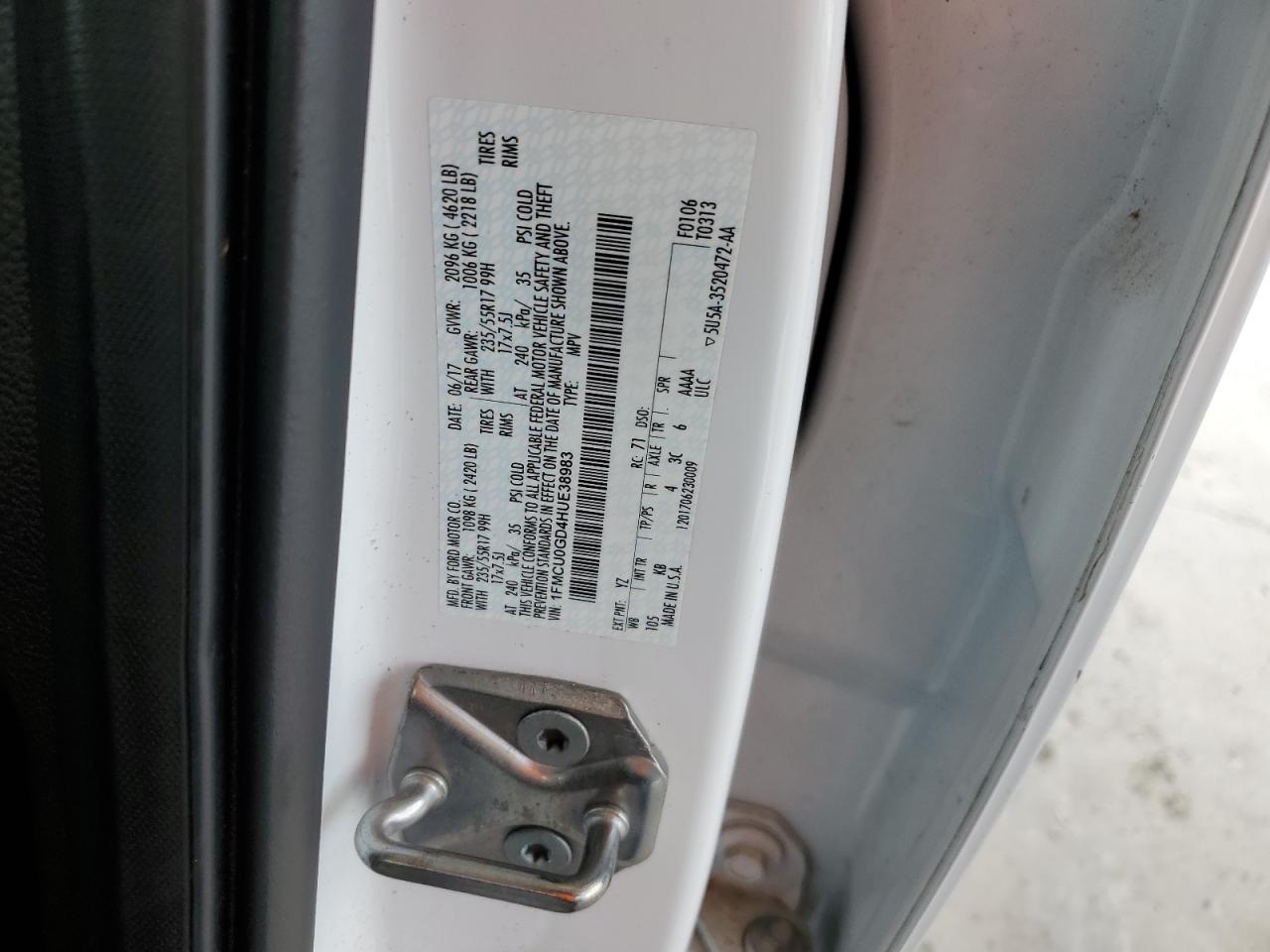 2017 Ford Escape Se VIN: 1FMCU0GD4HUE38983 Lot: 81857515