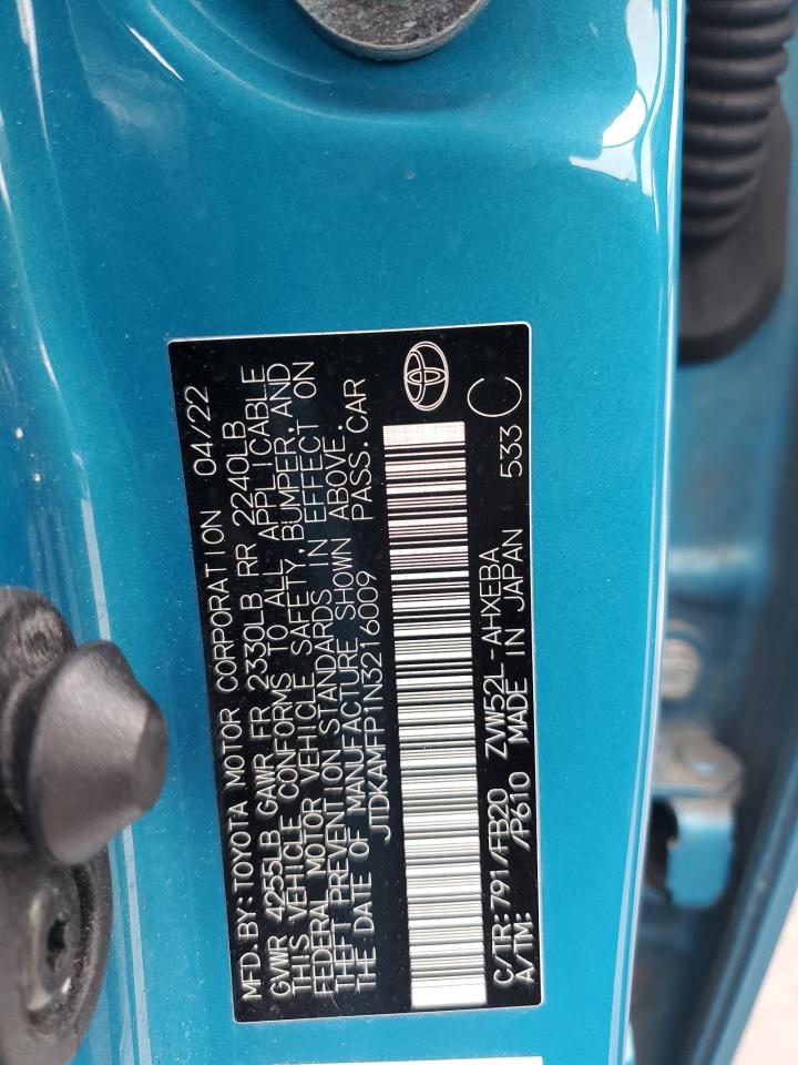 2022 Toyota Prius Prime Le VIN: JTDKAMFP1N3216009 Lot: 81250805