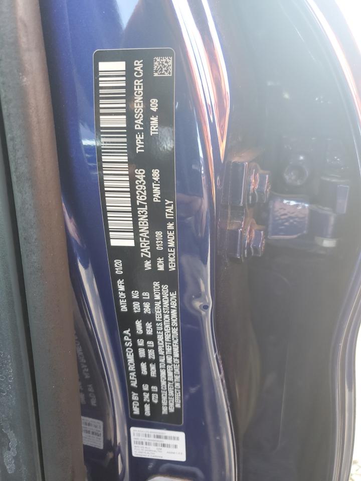 2020 Alfa Romeo Giulia Ti VIN: ZARFANBN3L7629346 Lot: 80437565