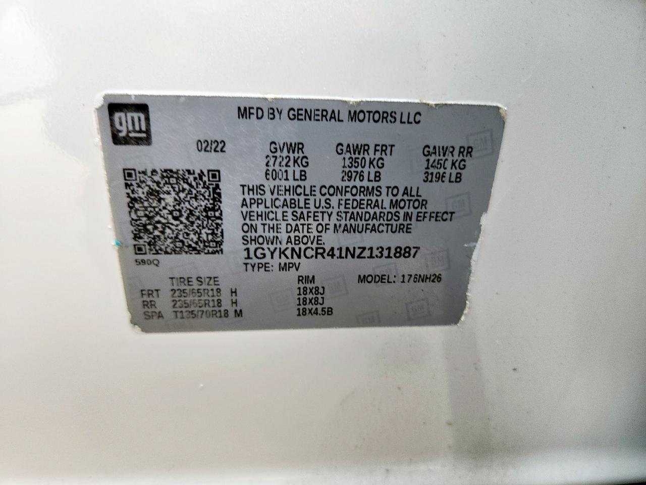 2022 Cadillac Xt5 Premium Luxury VIN: 1GYKNCR41NZ131887 Lot: 81095315