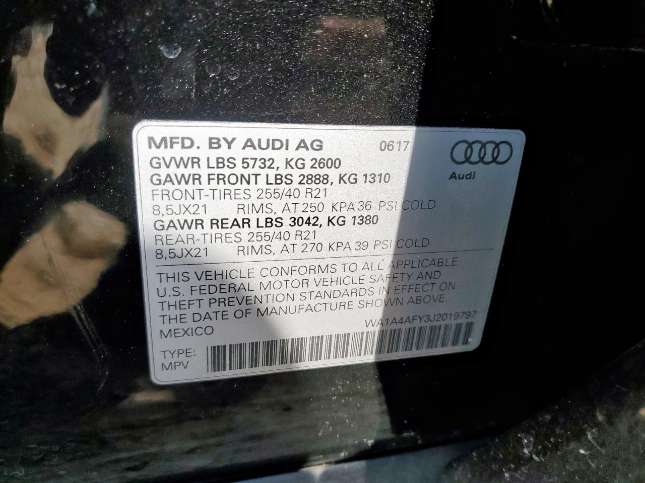 2018 Audi Sq5 Premium Plus VIN: WA1A4AFY3J2019797 Lot: 80839085