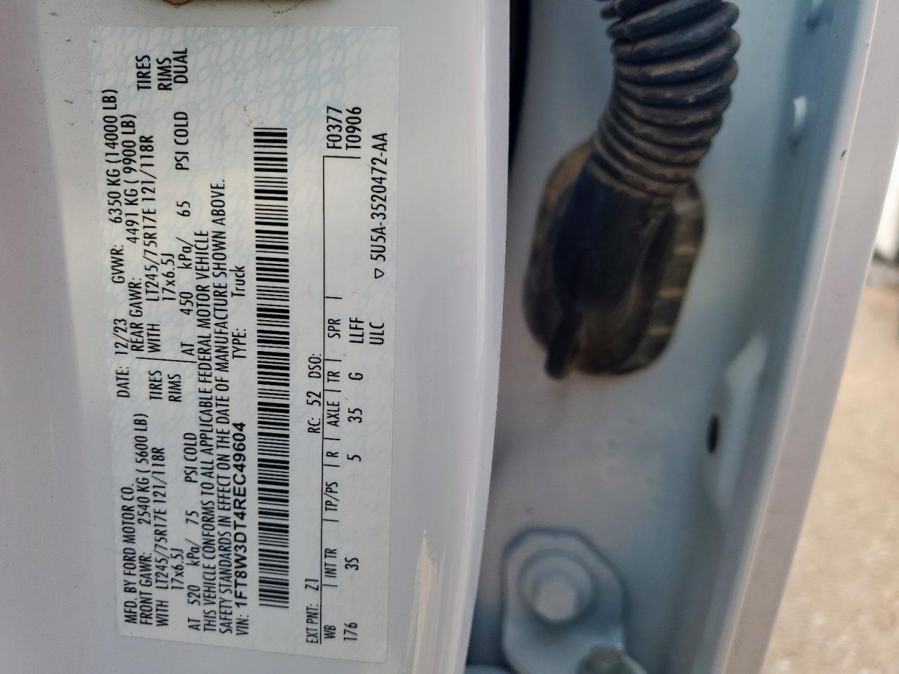 2024 Ford F350 Super Duty VIN: 1FT8W3DT4REC49604 Lot: 80529845