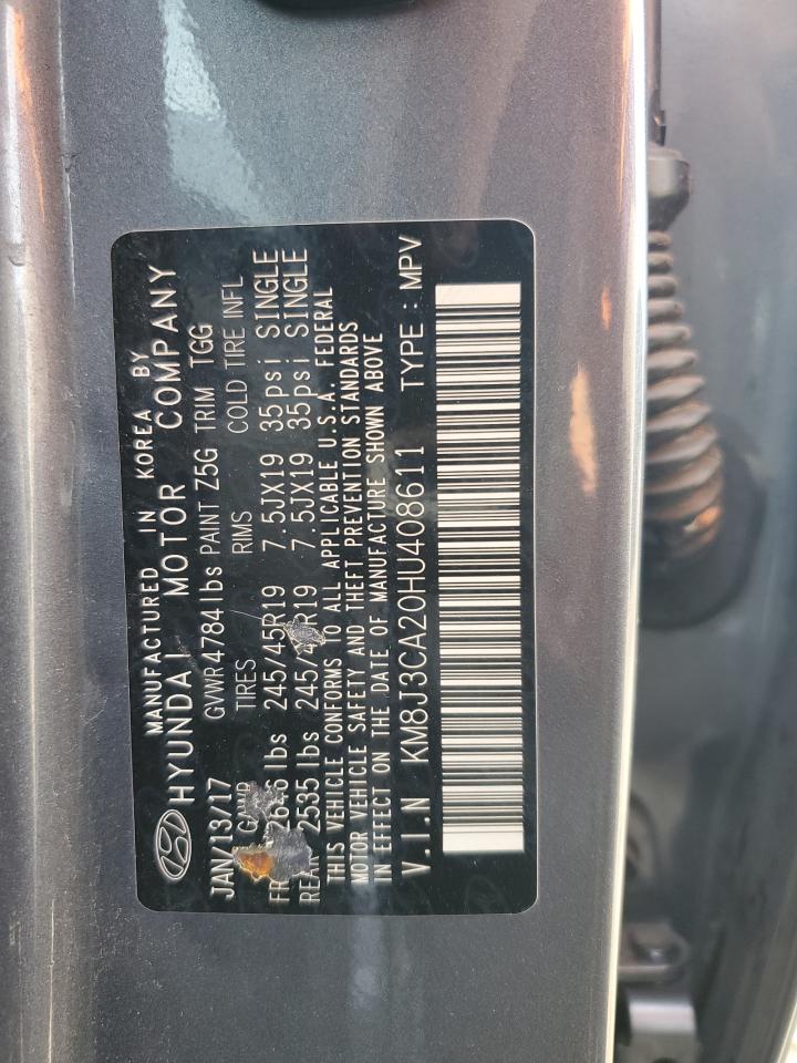 2017 Hyundai Tucson Limited VIN: KM8J3CA20HU408611 Lot: 80324095