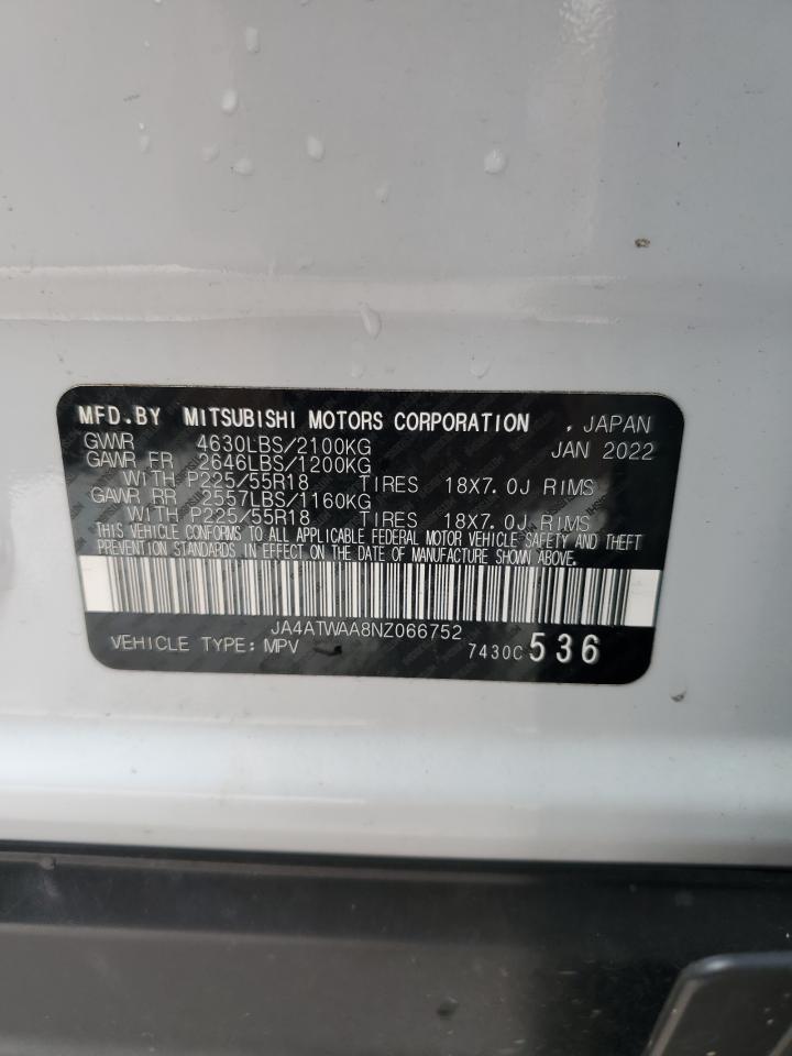 2022 Mitsubishi Eclipse Cross Se VIN: JA4ATWAA8NZ066752 Lot: 83992525