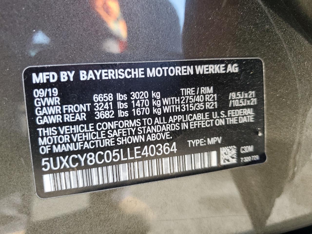 2020 BMW X6 M50I VIN: 5UXCY8C05LLE40364 Lot: 81732935