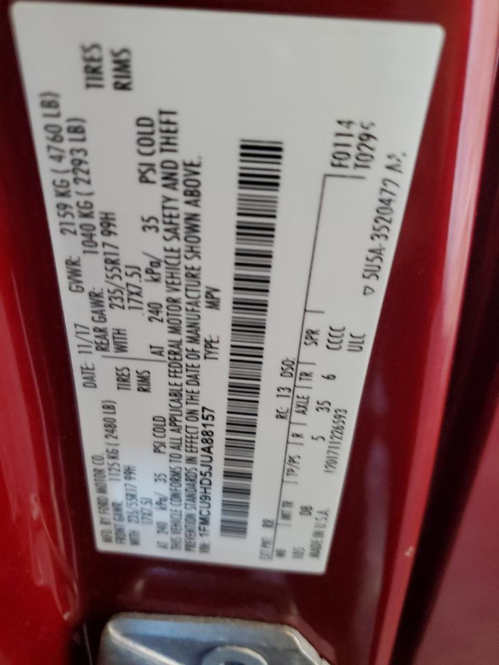 2018 Ford Escape Sel VIN: 1FMCU9HD5JUA88157 Lot: 82043875