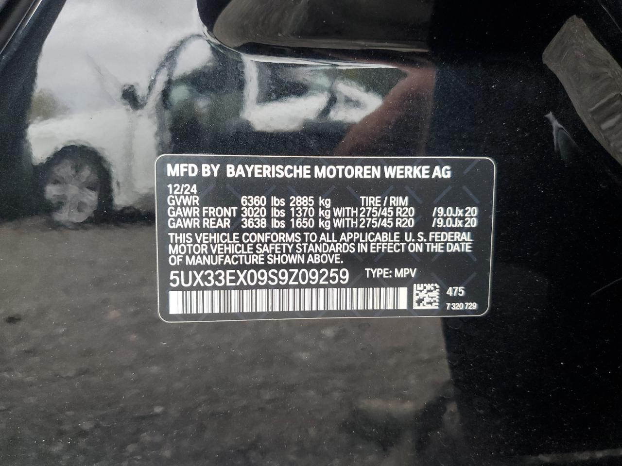 2025 BMW X6 xDrive40I VIN: 5UX33EX09S9Z09259 Lot: 83788705