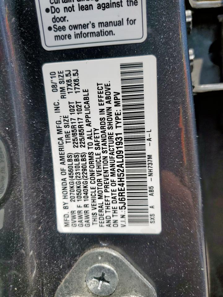 2010 Honda Cr-V Ex VIN: 5J6RE4H52AL091931 Lot: 80165665