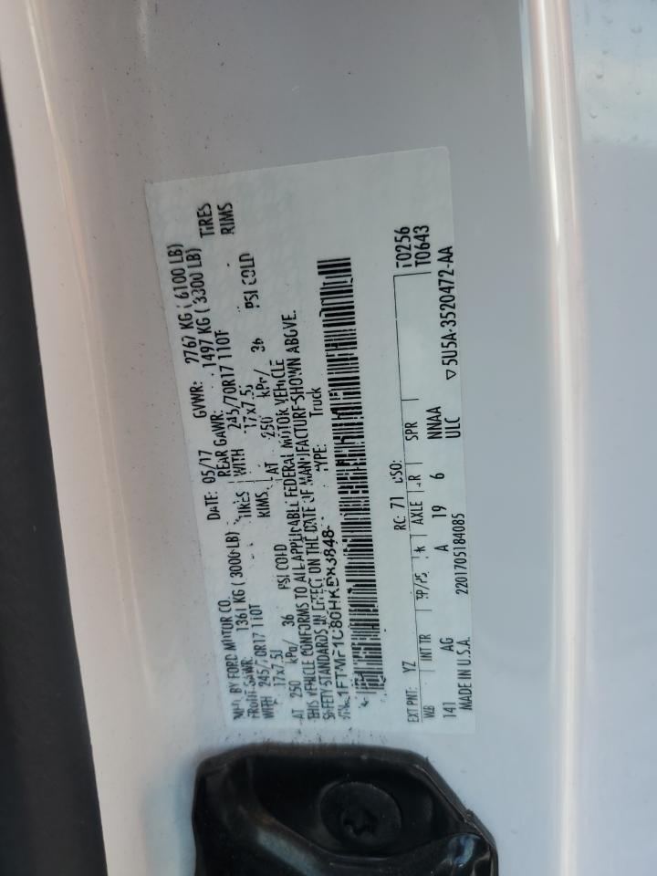 2017 Ford F150 VIN: 1FTMF1C80HKD83848 Lot: 71166545